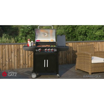 Thermogatz GS Grill Lux Ψησταριά Υγραερίου Μαντεμένιας Σχάρας 60x42εκ. με 3 Εστίες 9kW και Πλαϊνό Μάτι